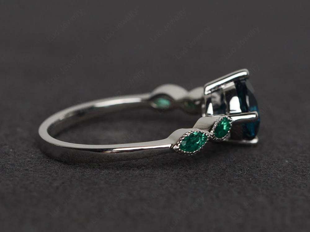 Kite Set Round London Blue Topaz Engagement Ring - Image 3