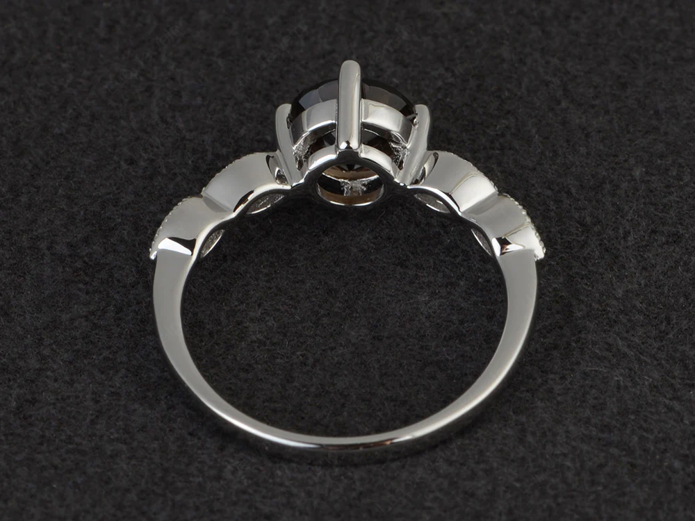 Kite Set Round Smoky Quartz Engagement Ring - Image 3