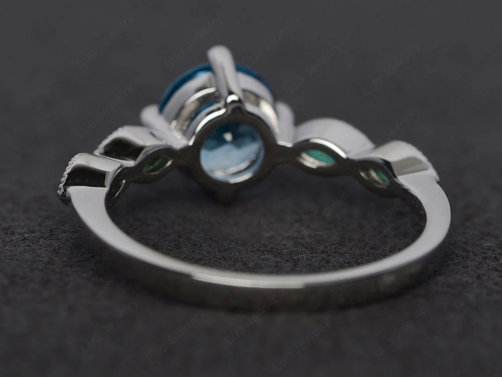 Swiss Blue Topaz Scalloped Band Ring - Image 3