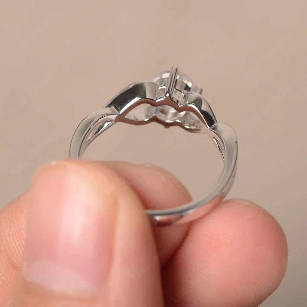 Round Moonstone Twist Solitaire Ring - Image 3