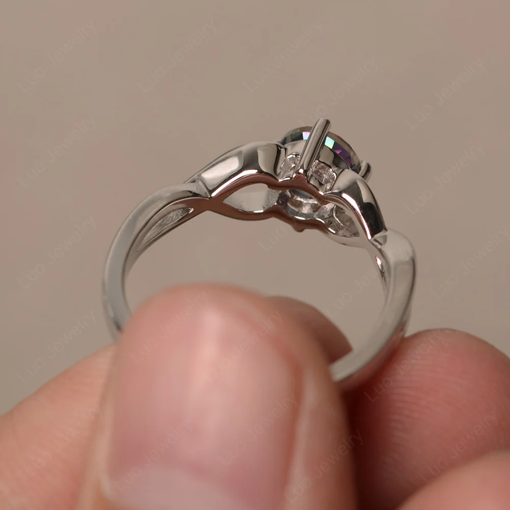 Round Mystic Topaz Twist Solitaire Ring - Image 2