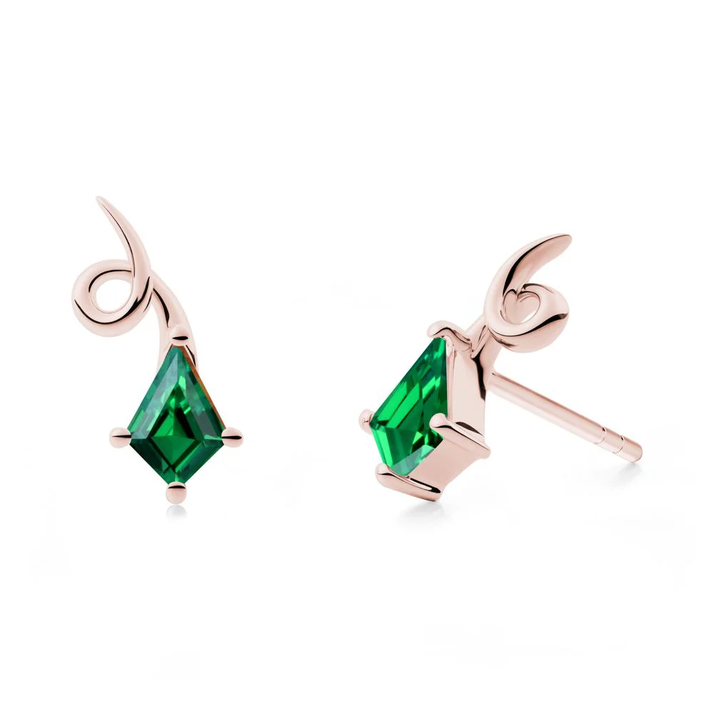 Kite Shapped Emerald Stud Earrings - Image 6