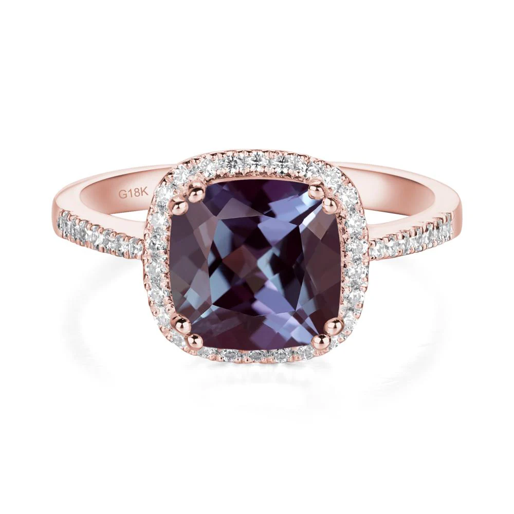 Cushion Cut Alexandrite Halo Ring - Image 3