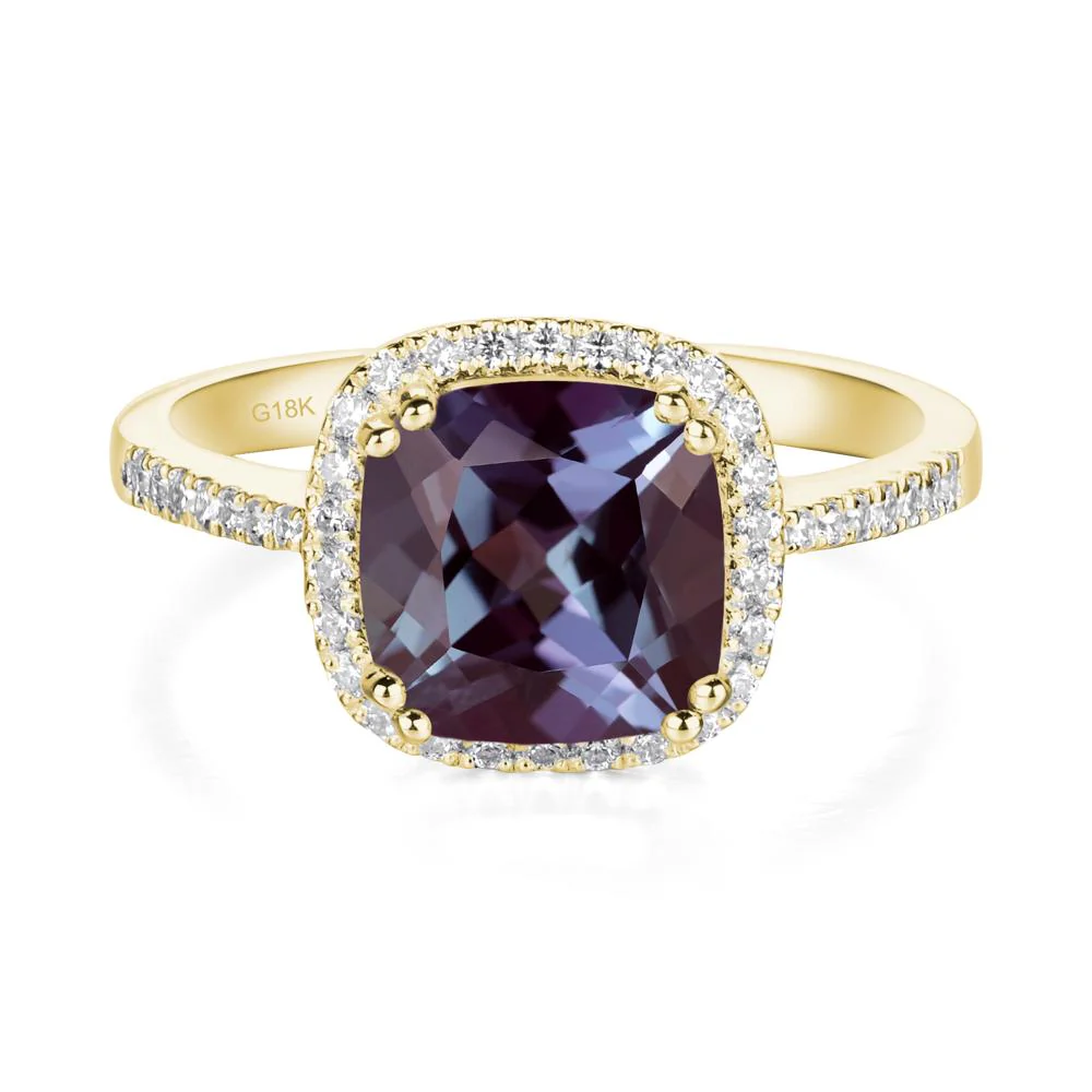 Cushion Cut Alexandrite Halo Ring - Image 4