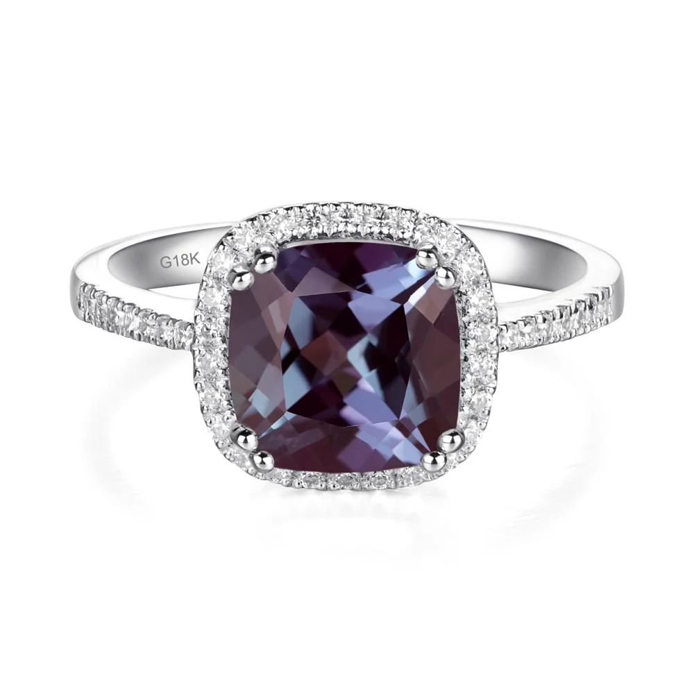 Cushion Cut Alexandrite Halo Ring - Image 6