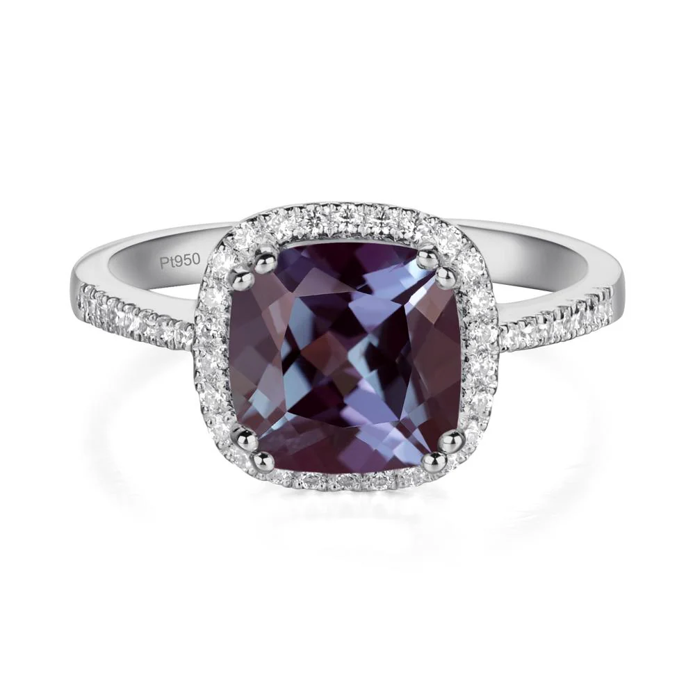 Cushion Cut Alexandrite Halo Ring - Image 9