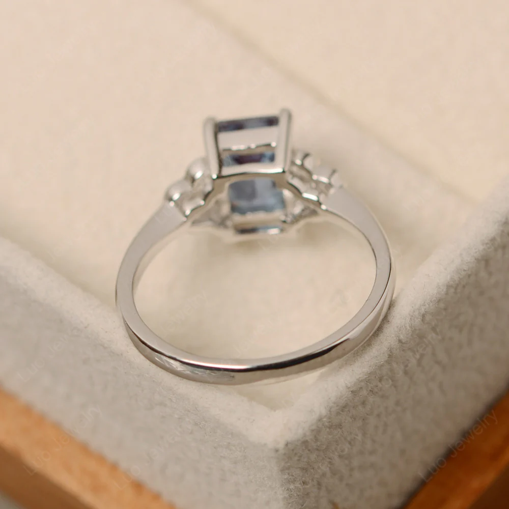 Emerald Cut Alexandrite Ring with Trio - Image 3