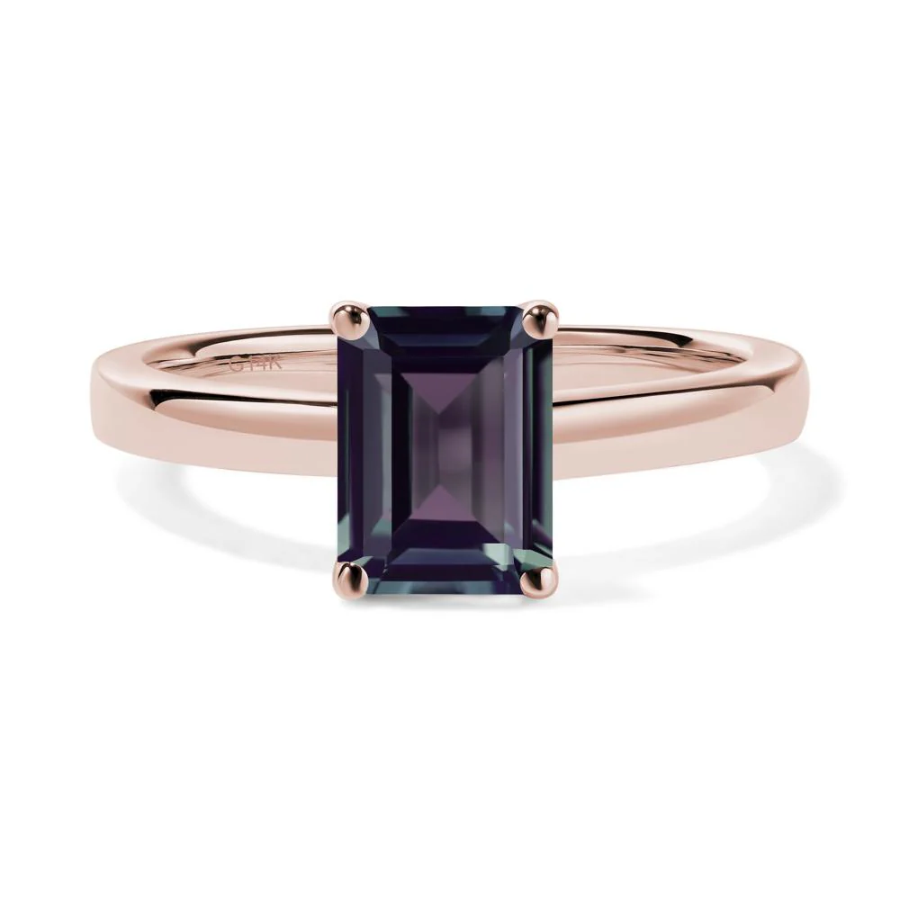 Emerald Cut Alexandrite Solitaire Ring - Image 5