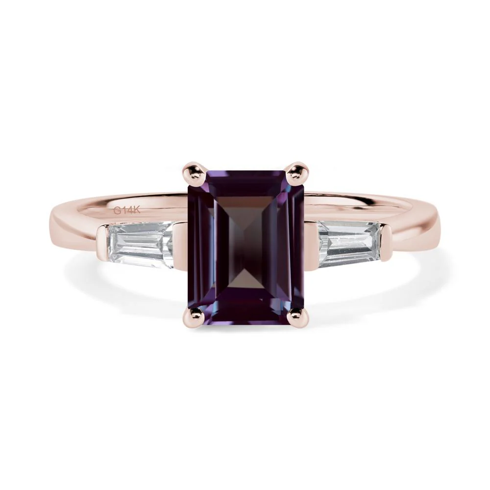 Alexandrite Tapered Baguette Engagement Ring - Image 5