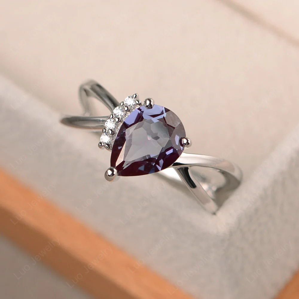 Alexandrite Asymmetric Engagement Ring - Image 3