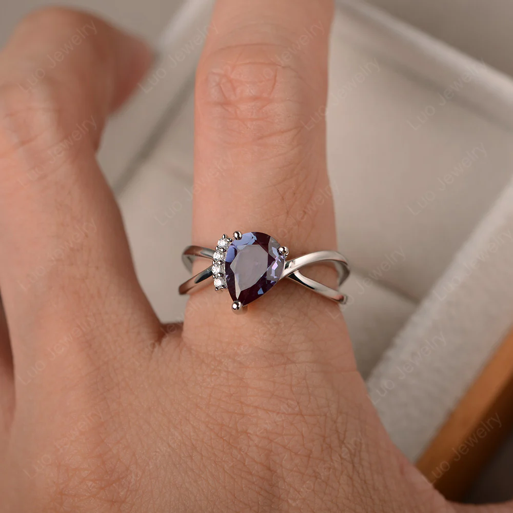 Alexandrite Asymmetric Engagement Ring - Image 5