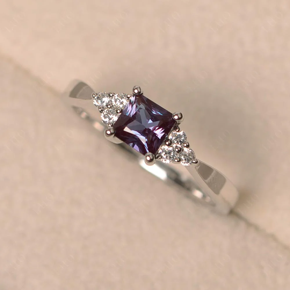 Princess Cut Alexandrite Petite Ring - Image 29