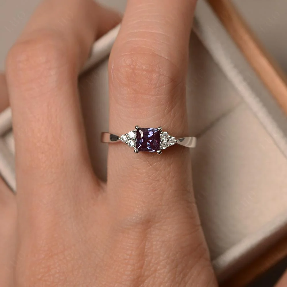 Princess Cut Alexandrite Petite Ring - Image 32