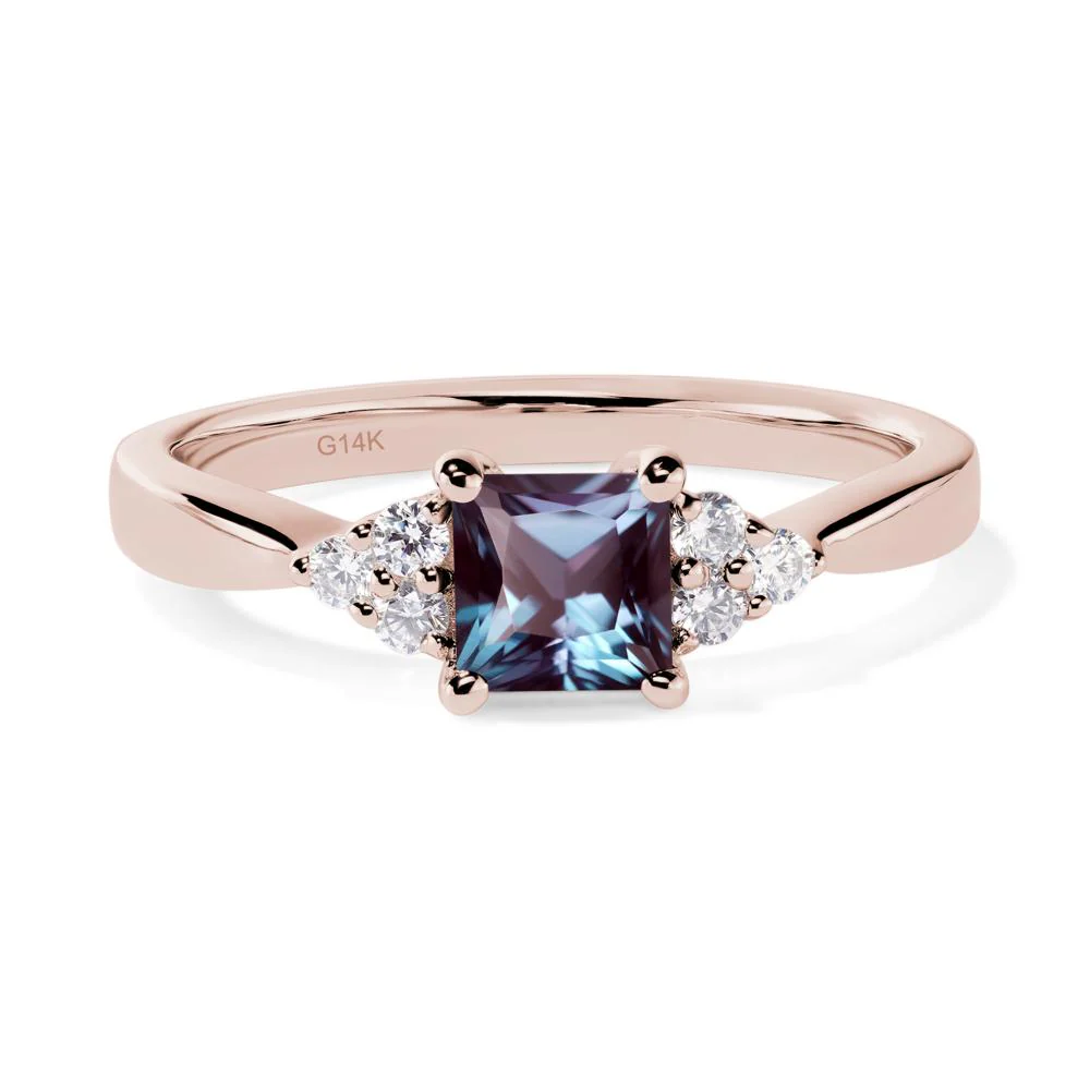 Princess Cut Alexandrite Petite Ring - Image 5