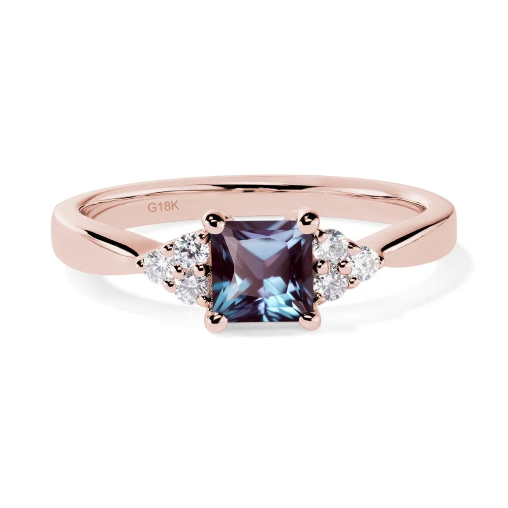 Princess Cut Alexandrite Petite Ring - Image 8