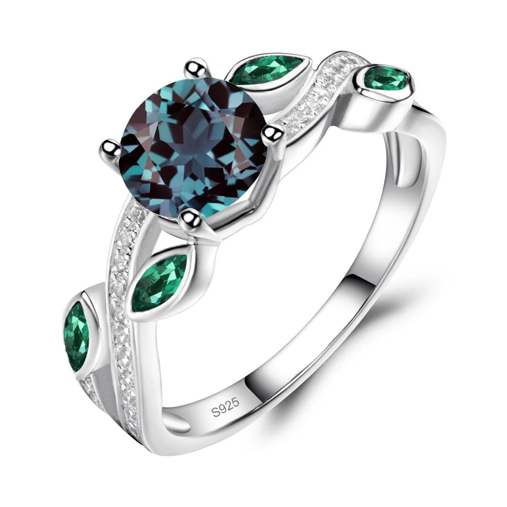 Alexandrite Engagement Ring with Leaf - Image 3