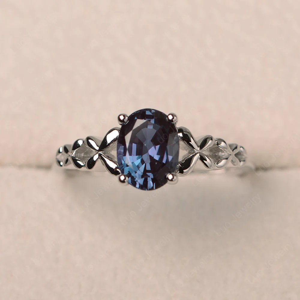 Alexandrite Solitaire Oval Engagement Ring