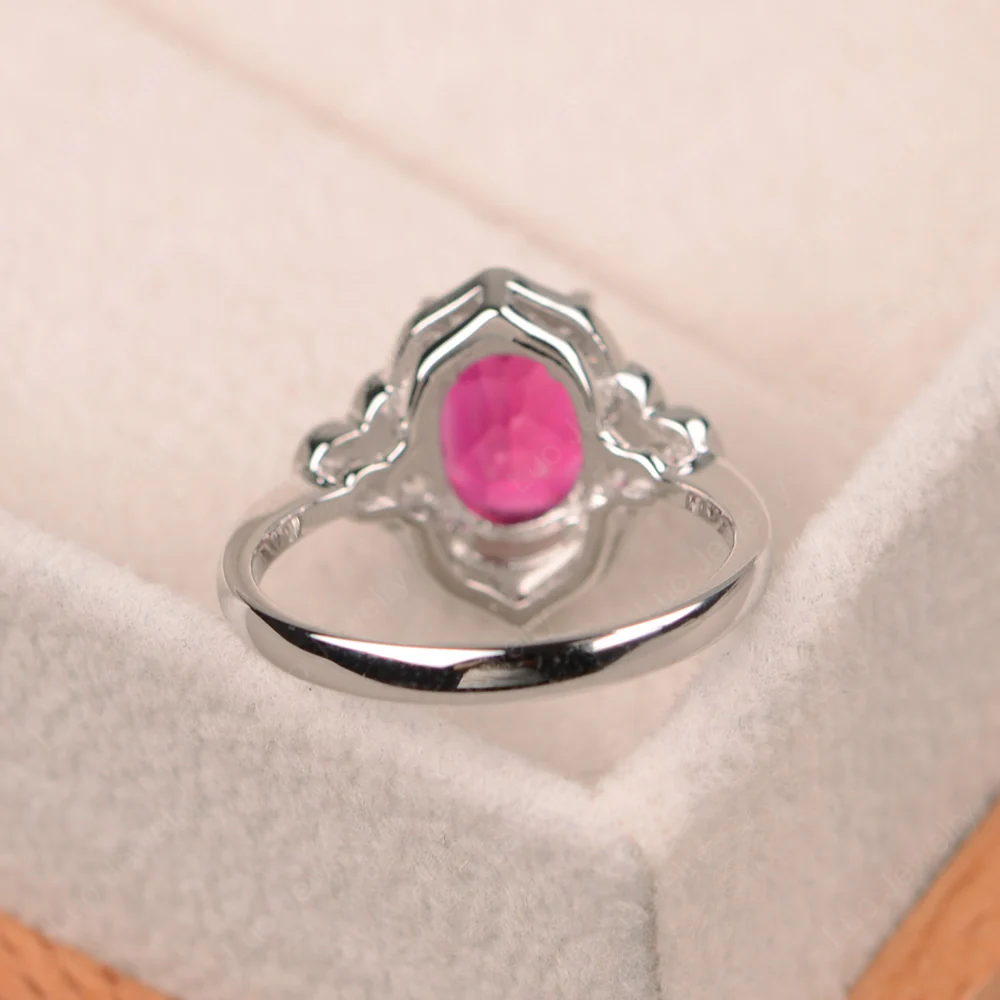 Oval Art Deco Ruby Engagement Ring - Image 3