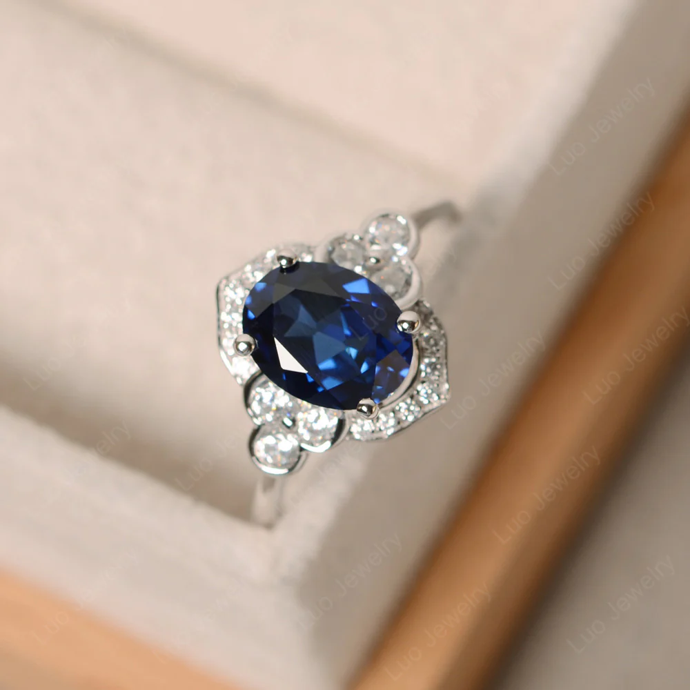 Sapphire Halo Engagement Ring - Image 3