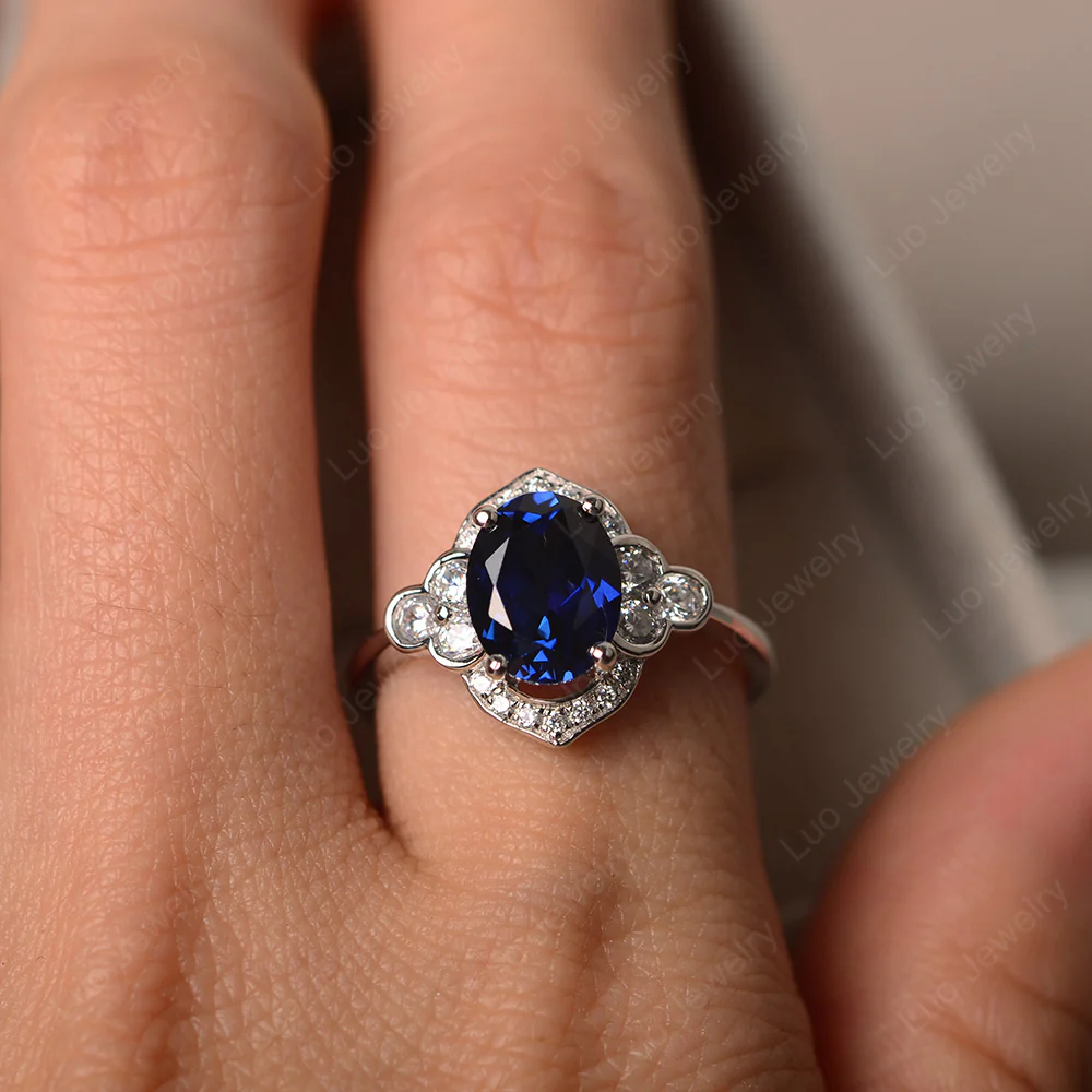 Sapphire Halo Engagement Ring - Image 4