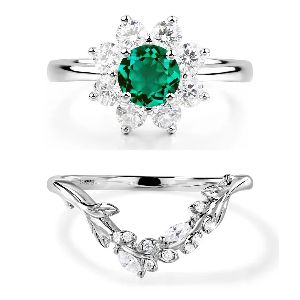 Emerald Sunburst Engagement Ring - Image 27