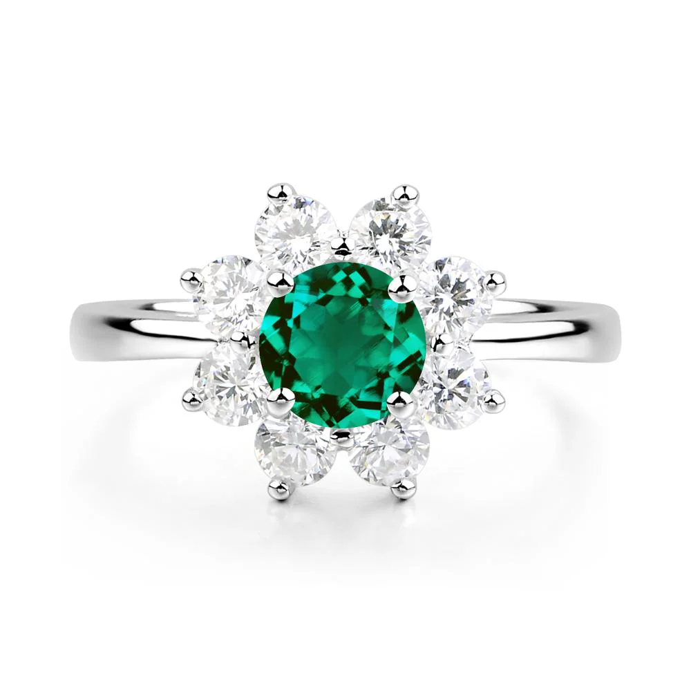 Emerald Sunburst Engagement Ring - Image 3