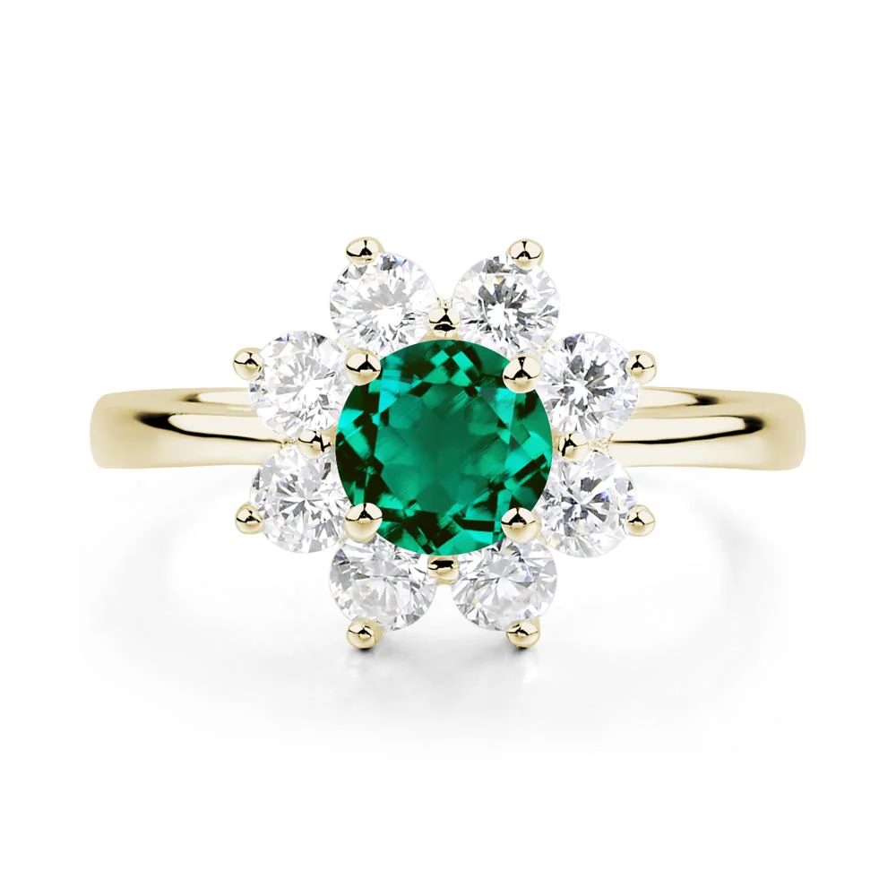 Emerald Sunburst Engagement Ring - Image 4