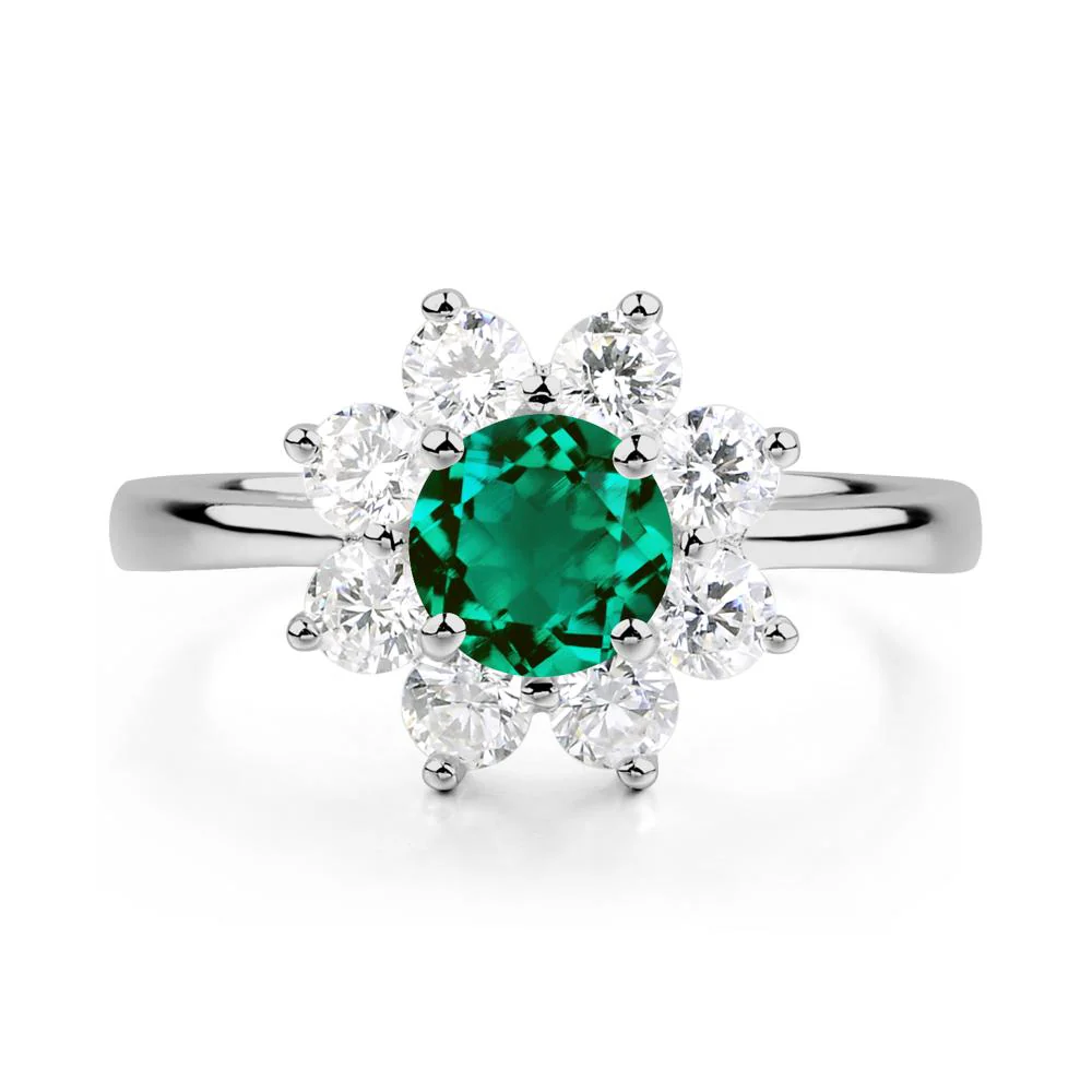 Emerald Sunburst Engagement Ring - Image 9