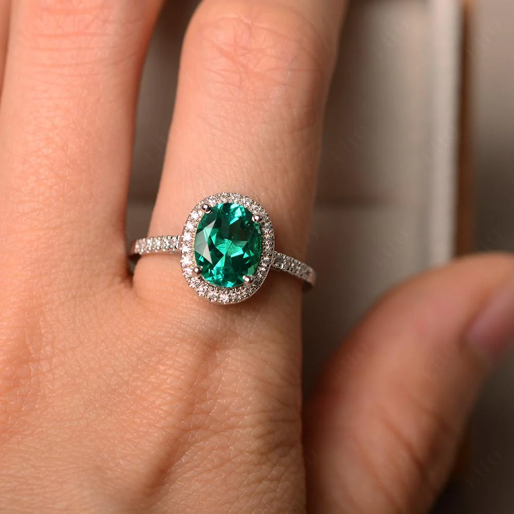 Oval Emerald Halo Ring - Image 34
