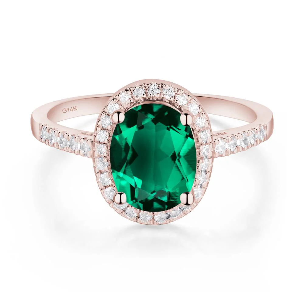 Oval Emerald Halo Ring - Image 4