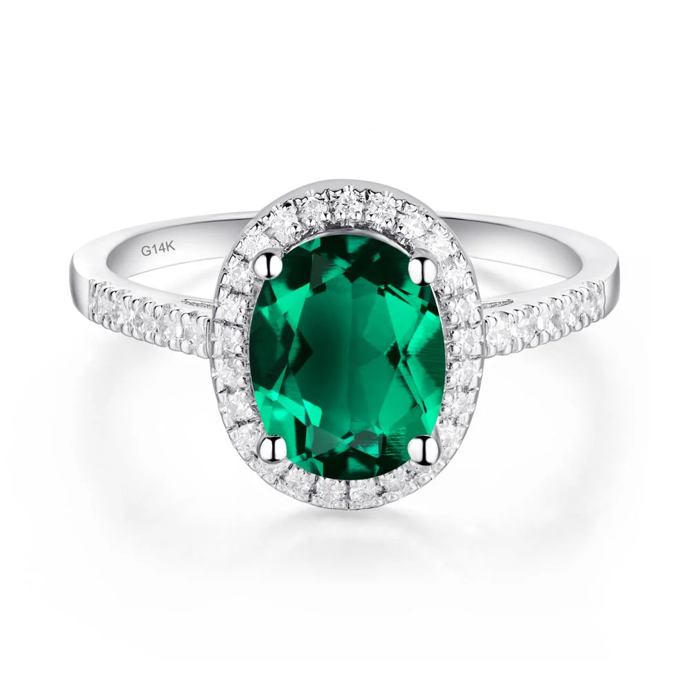 Oval Emerald Halo Ring - Image 5