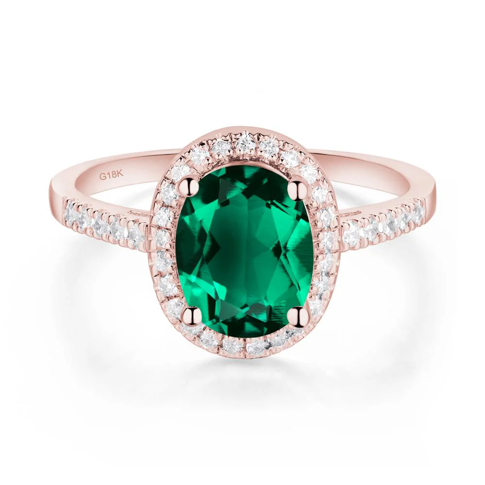 Oval Emerald Halo Ring - Image 7