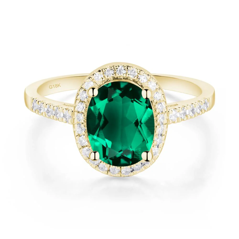 Oval Emerald Halo Ring - Image 9
