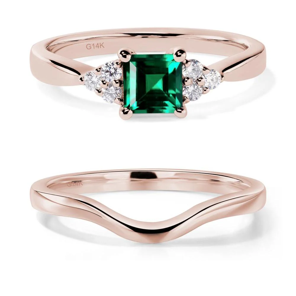 Square Cut Emerald Petite Ring - Image 11