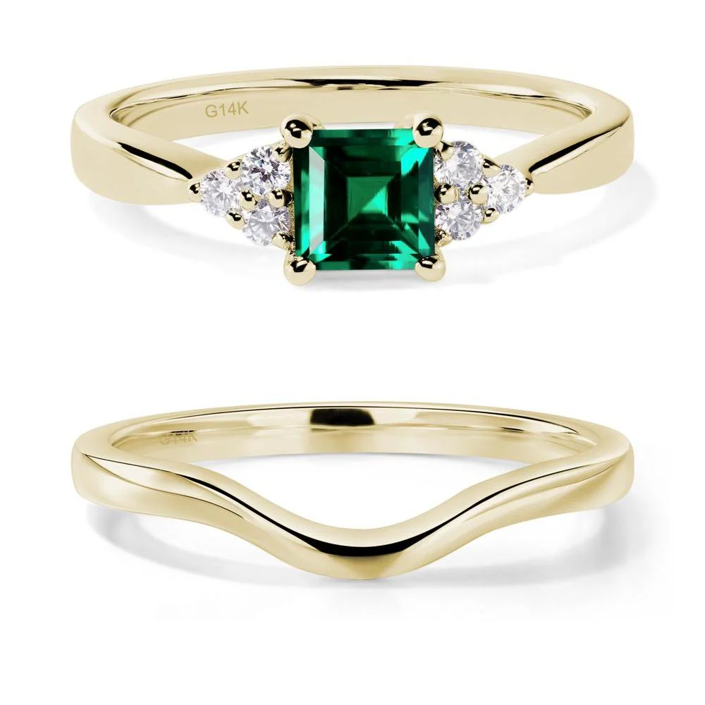 Square Cut Emerald Petite Ring - Image 15