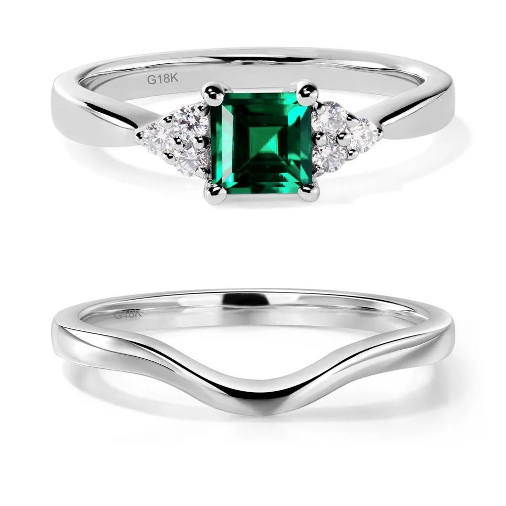Square Cut Emerald Petite Ring - Image 19