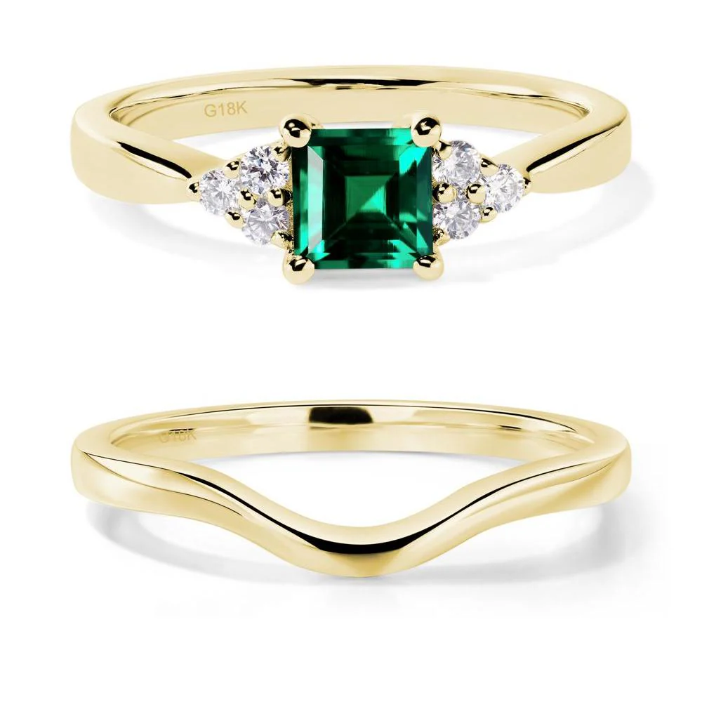 Square Cut Emerald Petite Ring - Image 21