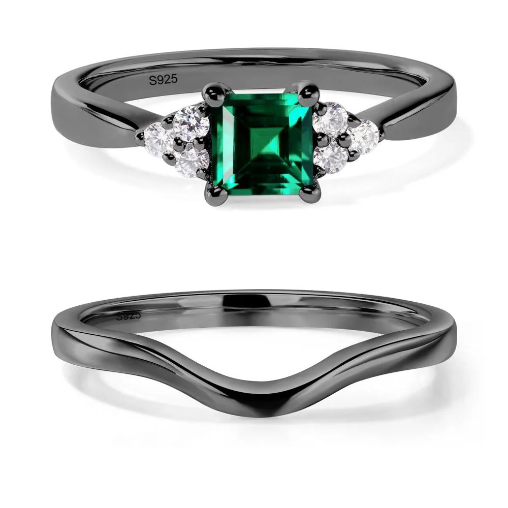 Square Cut Emerald Petite Ring - Image 23