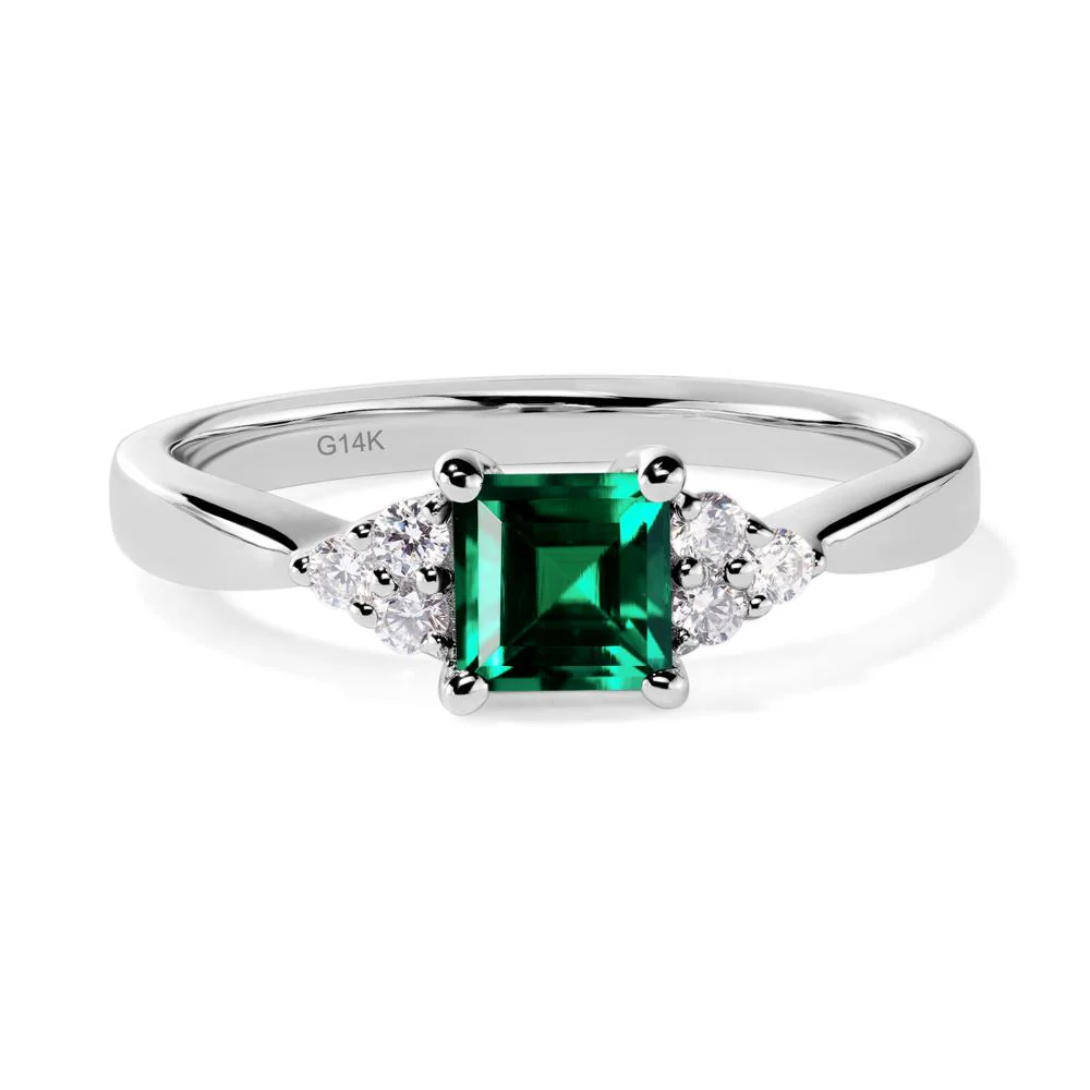 Square Cut Emerald Petite Ring - Image 3