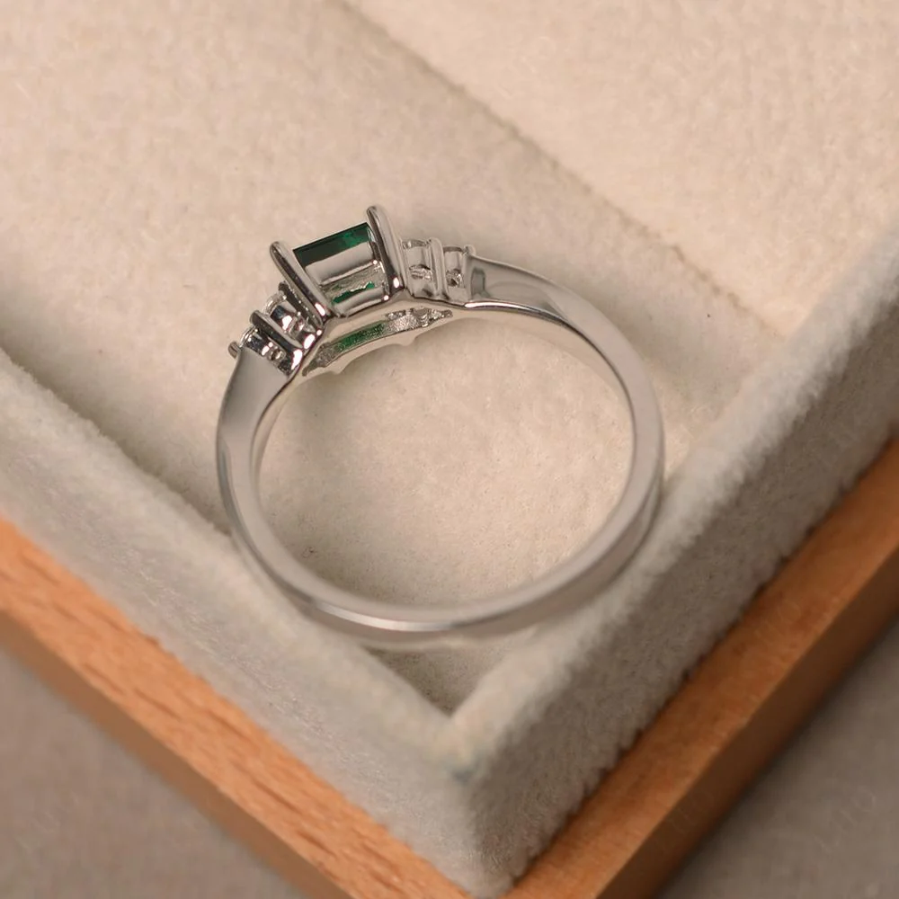 Square Cut Emerald Petite Ring - Image 31