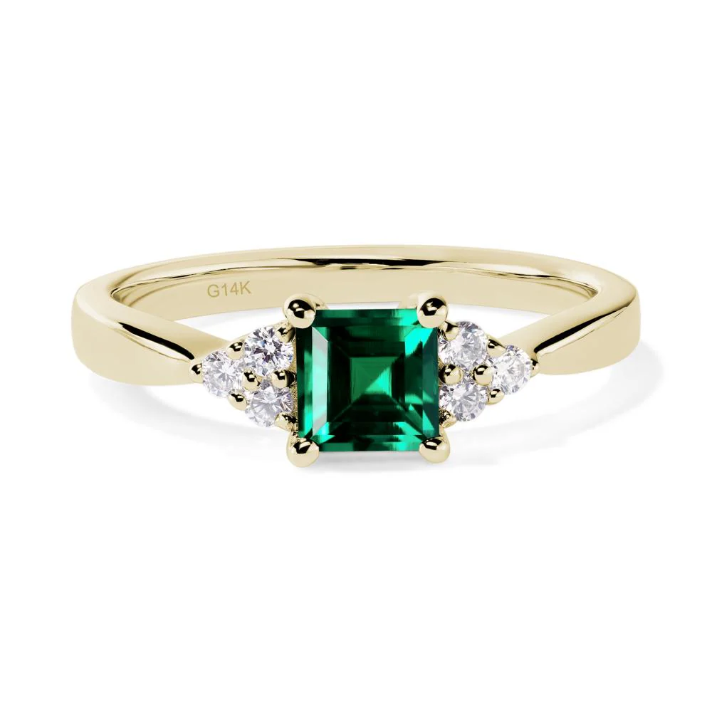 Square Cut Emerald Petite Ring - Image 4