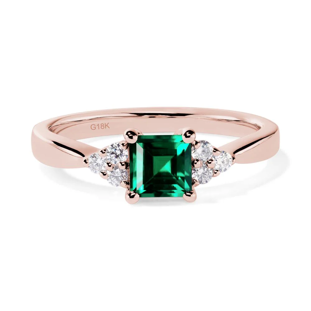 Square Cut Emerald Petite Ring - Image 8