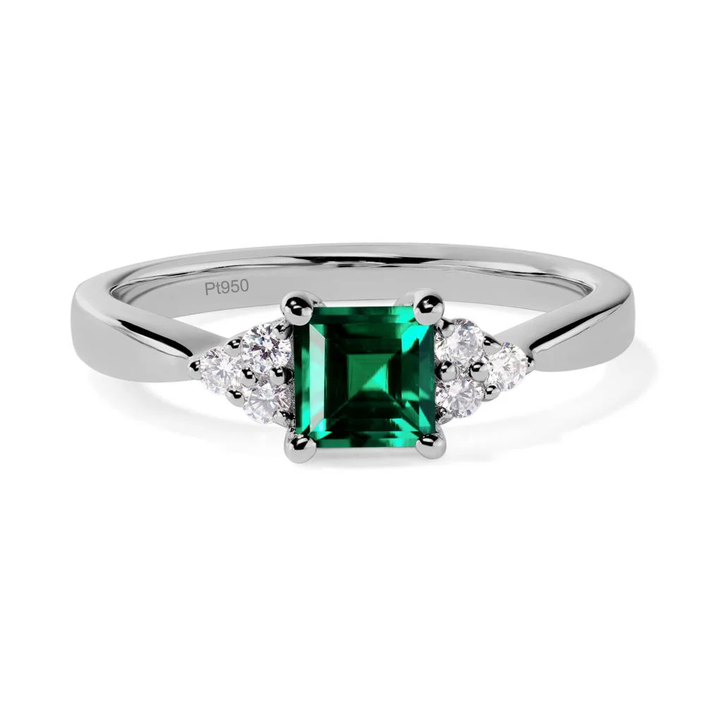 Square Cut Emerald Petite Ring - Image 9