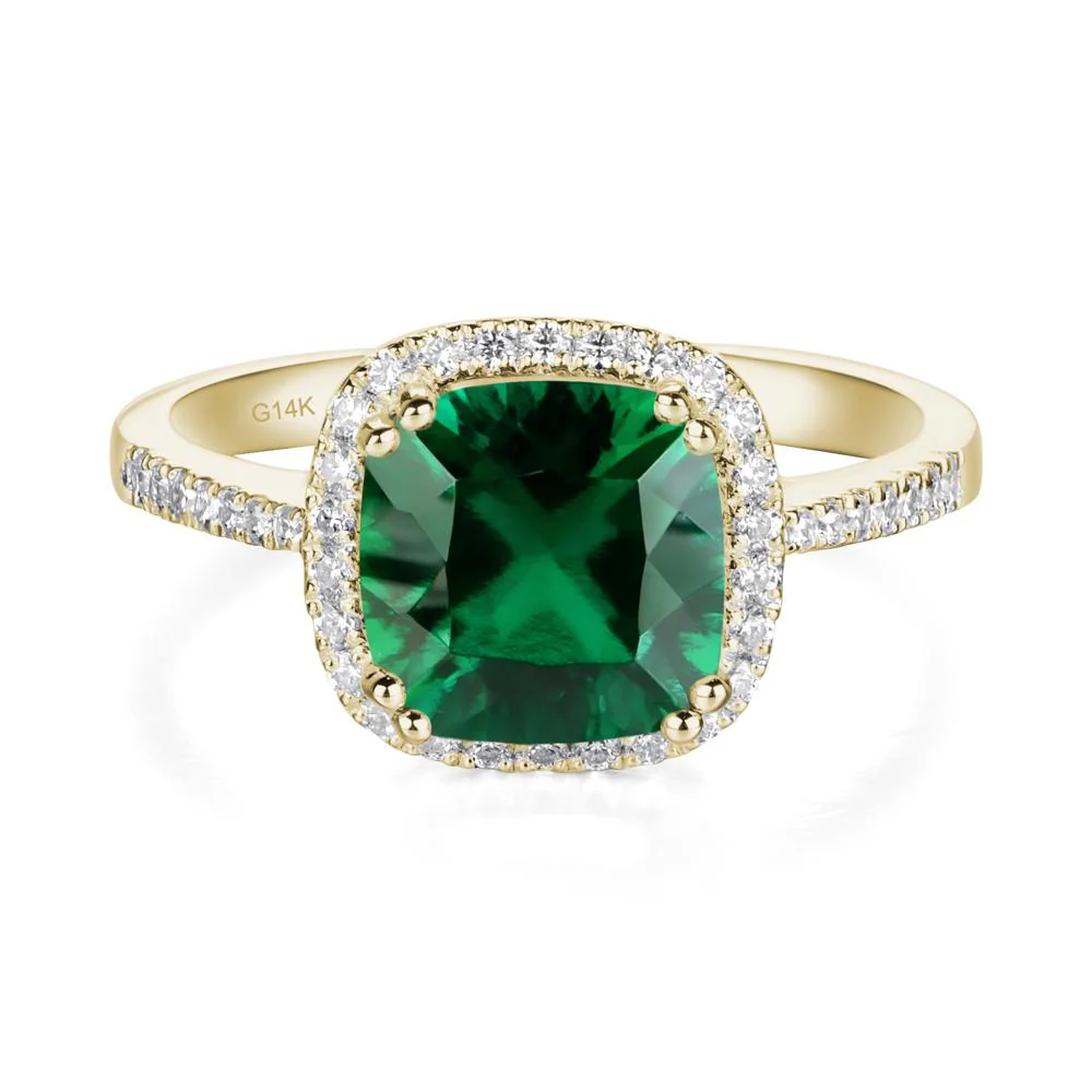 Cushion Cut Emerald Halo Ring - Image 4
