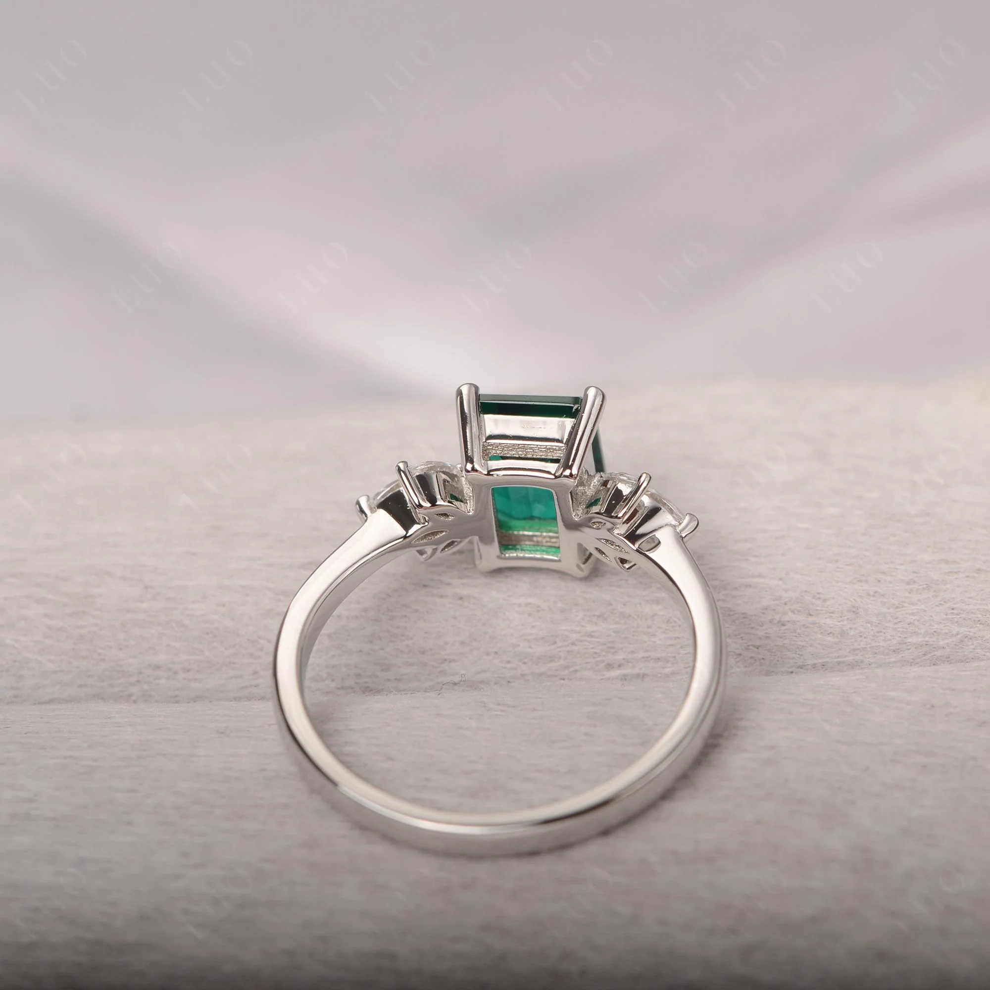Sunburst Emerald Cut Emerald Ring - Image 12