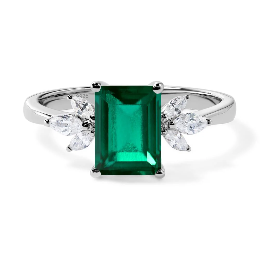 Sunburst Emerald Cut Emerald Ring - Image 2