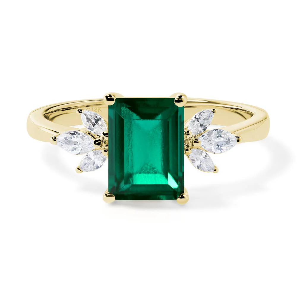 Sunburst Emerald Cut Emerald Ring - Image 8