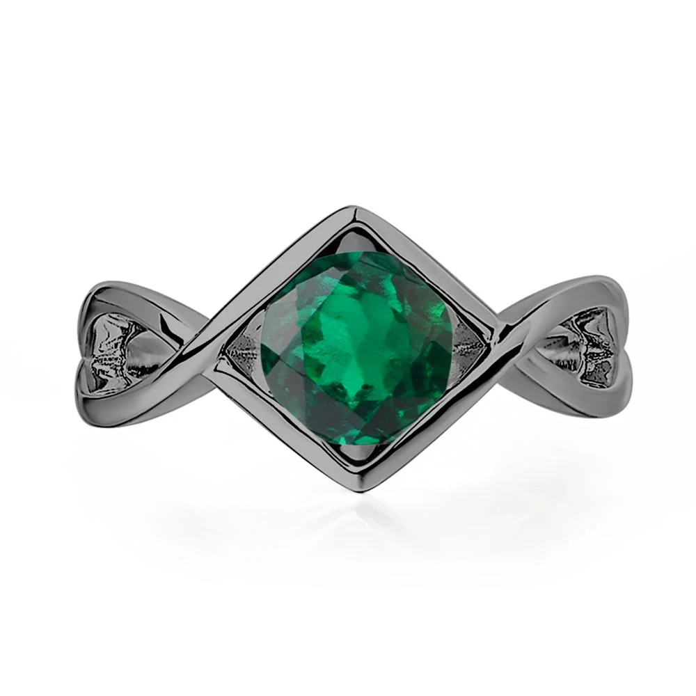 Emerald Bezel Set Infinity Solitaire Ring - Image 2