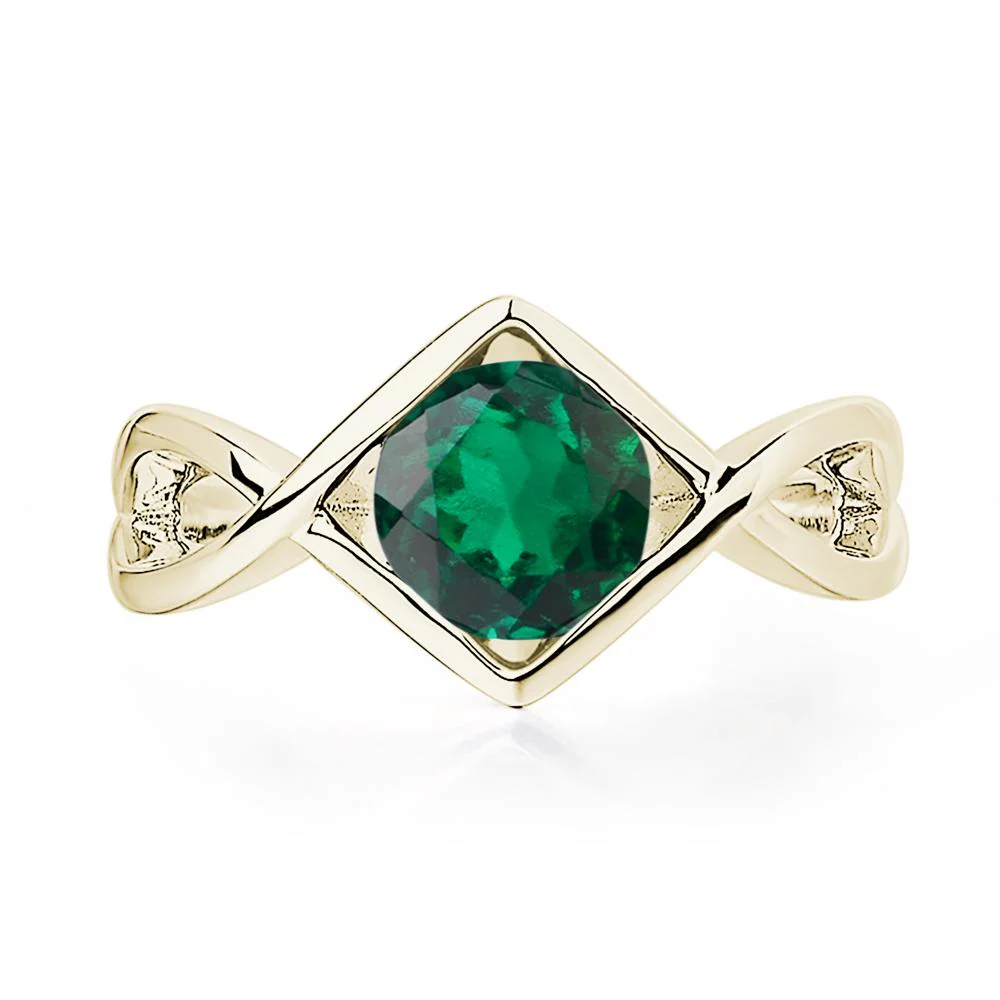 Emerald Bezel Set Infinity Solitaire Ring - Image 4