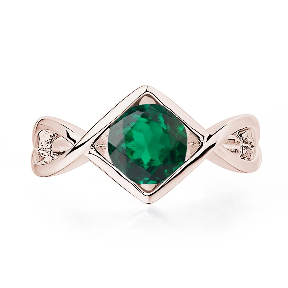 Emerald Bezel Set Infinity Solitaire Ring - Image 5
